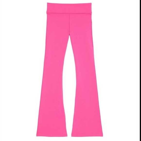 VS PINK Carmine Rose Bling Foldover Flare Leggings Size XXL NWT - Picture 2 of 10